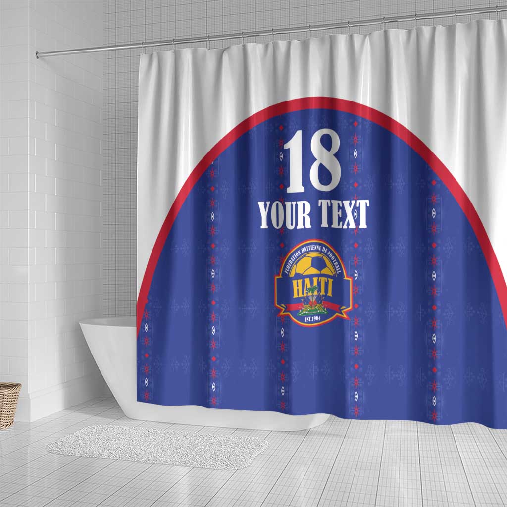 Custom Afro-Haitians Football Pride Shower Curtain Les Grenadiers Veve Vodou Blue Version - African Pride