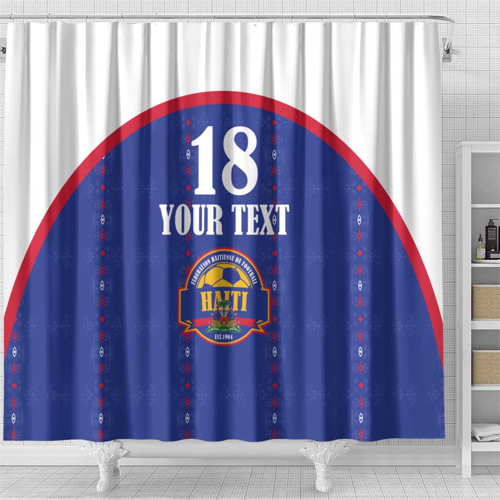 Custom Afro-Haitians Football Pride Shower Curtain Les Grenadiers Veve Vodou Blue Version - African Pride