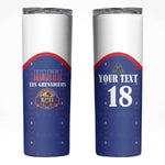 Custom Afro-Haitians Football Pride Skinny Tumbler Les Grenadiers Veve Vodou Blue Version - African Pride