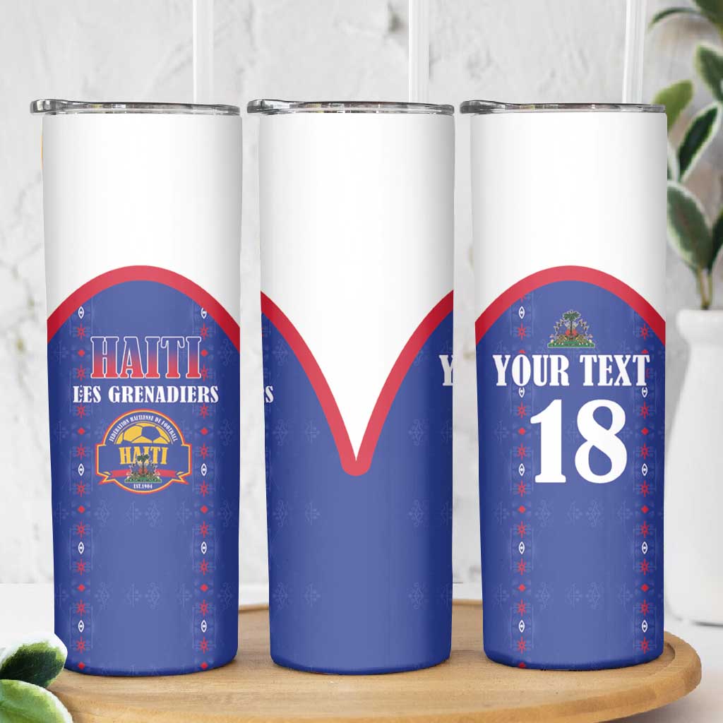 Custom Afro-Haitians Football Pride Skinny Tumbler Les Grenadiers Veve Vodou Blue Version - African Pride