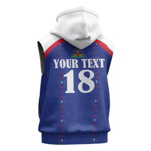 Custom Afro-Haitians Football Pride Sleeveless Hoodie Les Grenadiers Veve Vodou Blue Version - African Pride