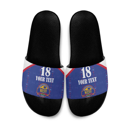 Custom Afro-Haitians Football Pride Slide Sandals Les Grenadiers Veve Vodou Blue Version