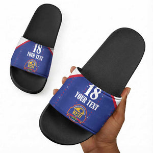 Custom Afro-Haitians Football Pride Slide Sandals Les Grenadiers Veve Vodou Blue Version