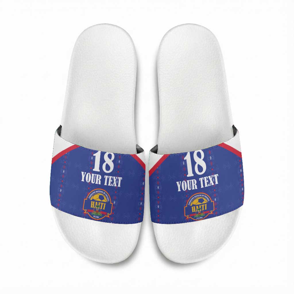 Custom Afro-Haitians Football Pride Slide Sandals Les Grenadiers Veve Vodou Blue Version