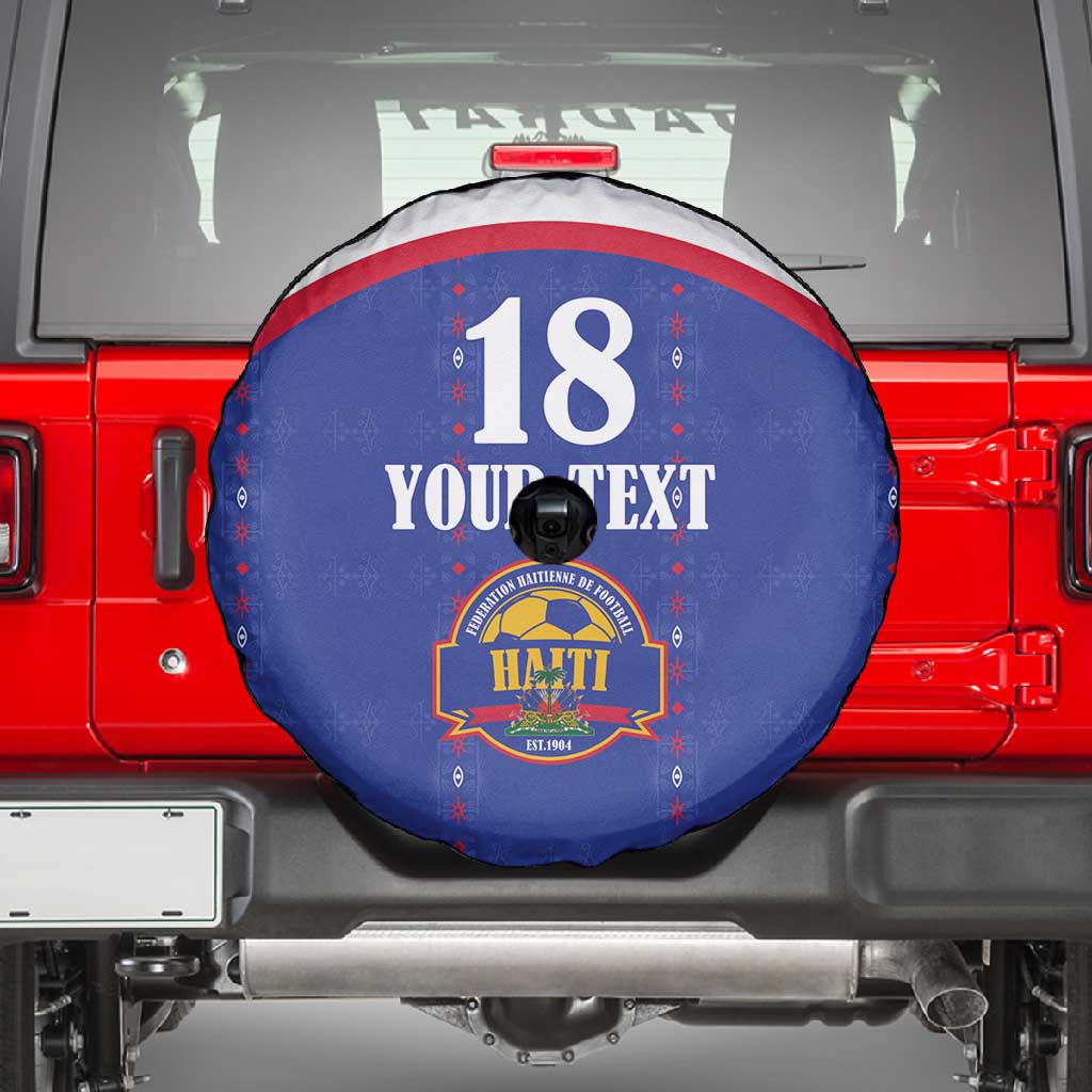 Custom Afro-Haitians Football Pride Spare Tire Cover Les Grenadiers Veve Vodou Blue Version - African Pride