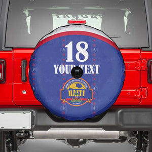 Custom Afro-Haitians Football Pride Spare Tire Cover Les Grenadiers Veve Vodou Blue Version - African Pride
