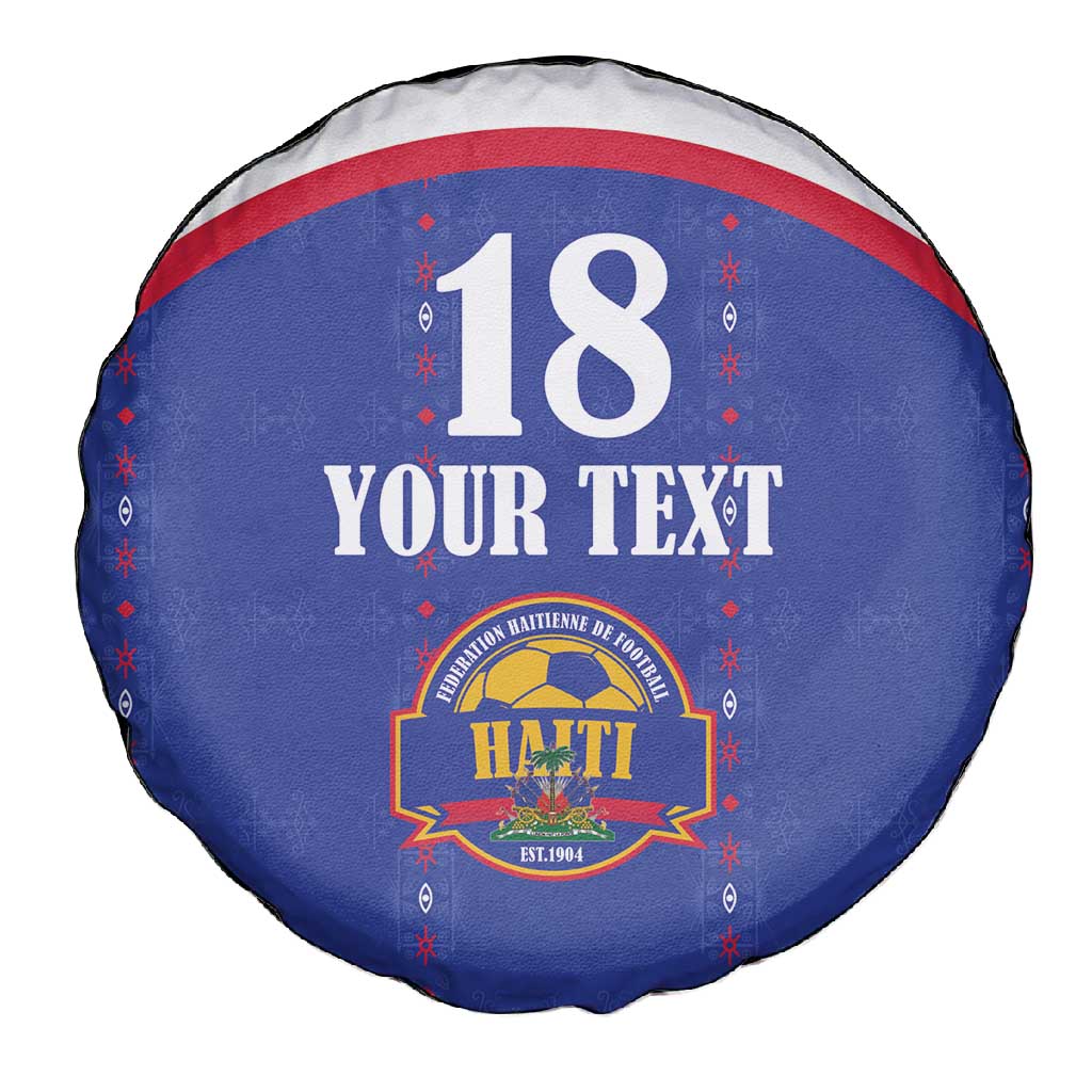 Custom Afro-Haitians Football Pride Spare Tire Cover Les Grenadiers Veve Vodou Blue Version - African Pride