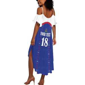 Custom Afro-Haitians Football Pride Summer Maxi Dress Les Grenadiers Veve Vodou Blue Version - African Pride