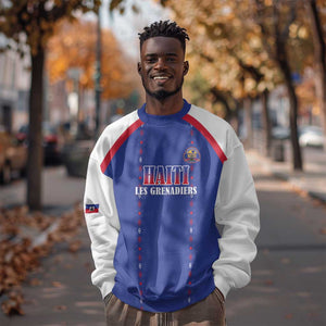 Custom Afro-Haitians Football Pride Sweatshirt Les Grenadiers Veve Vodou Blue Version - African Pride