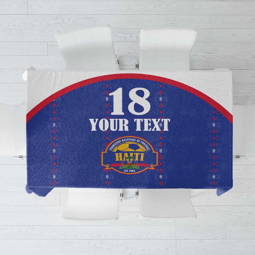 Custom Afro-Haitians Football Pride Tablecloth Les Grenadiers Veve Vodou Blue Version - African Pride