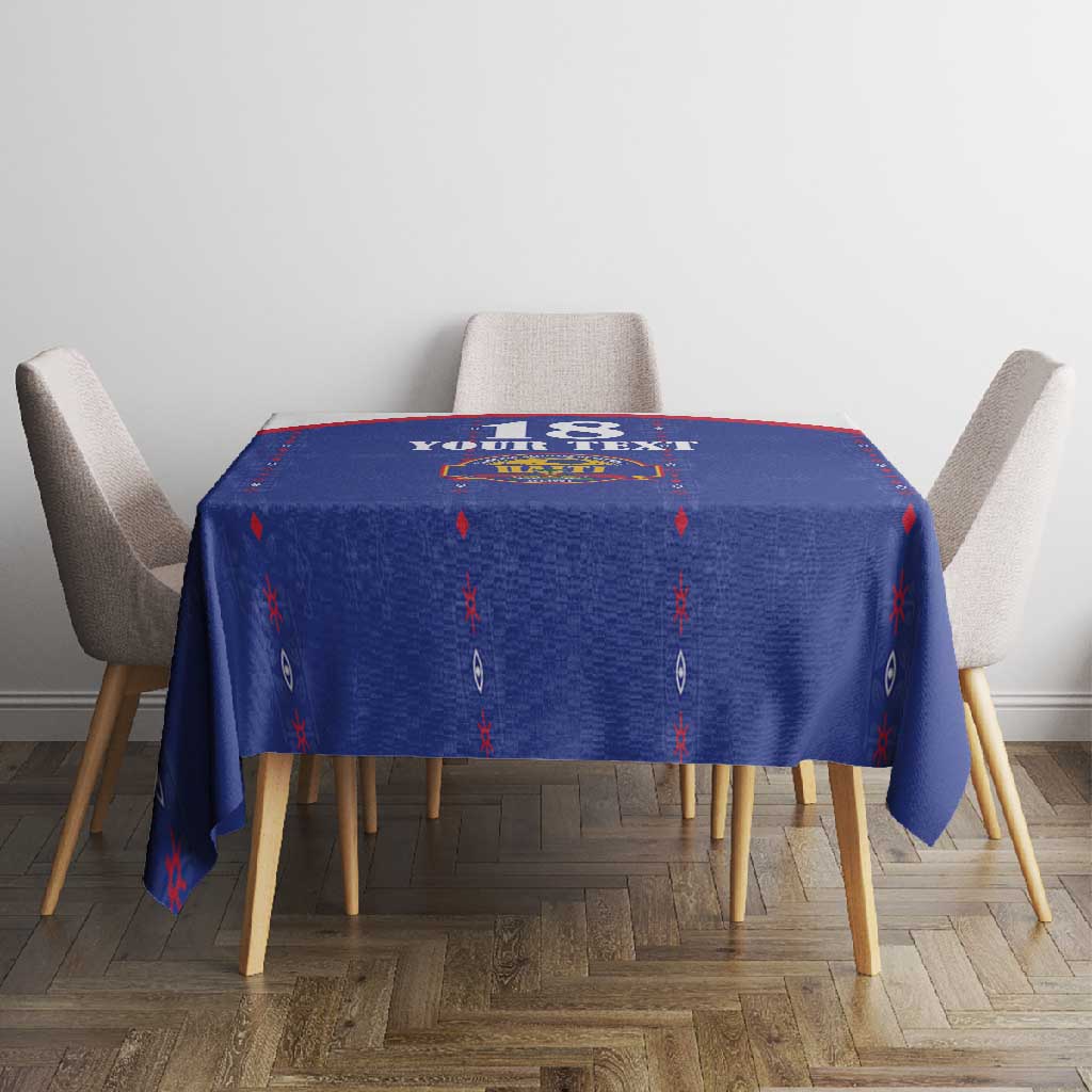 Custom Afro-Haitians Football Pride Tablecloth Les Grenadiers Veve Vodou Blue Version - African Pride