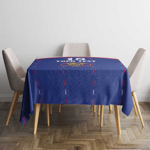 Custom Afro-Haitians Football Pride Tablecloth Les Grenadiers Veve Vodou Blue Version - African Pride