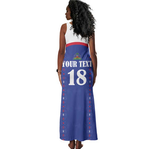 Custom Afro-Haitians Football Pride Tank Maxi Dress Les Grenadiers Veve Vodou Blue Version - African Pride