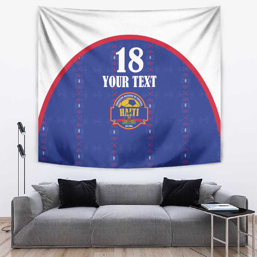 Custom Afro-Haitians Football Pride Tapestry Les Grenadiers Veve Vodou Blue Version - African Pride