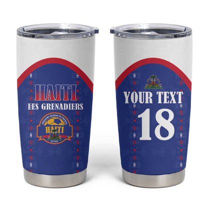 Custom Afro-Haitians Football Pride Tumbler Cup Les Grenadiers Veve Vodou Blue Version - African Pride