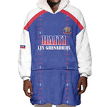 Custom Afro-Haitians Football Pride Wearable Blanket Hoodie Les Grenadiers Veve Vodou Blue Version - African Pride