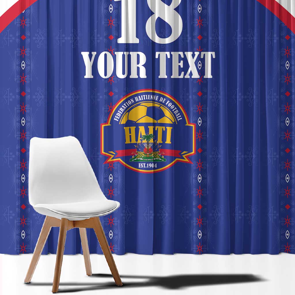 Custom Afro-Haitians Football Pride Window Curtain Les Grenadiers Veve Vodou Blue Version - African Pride