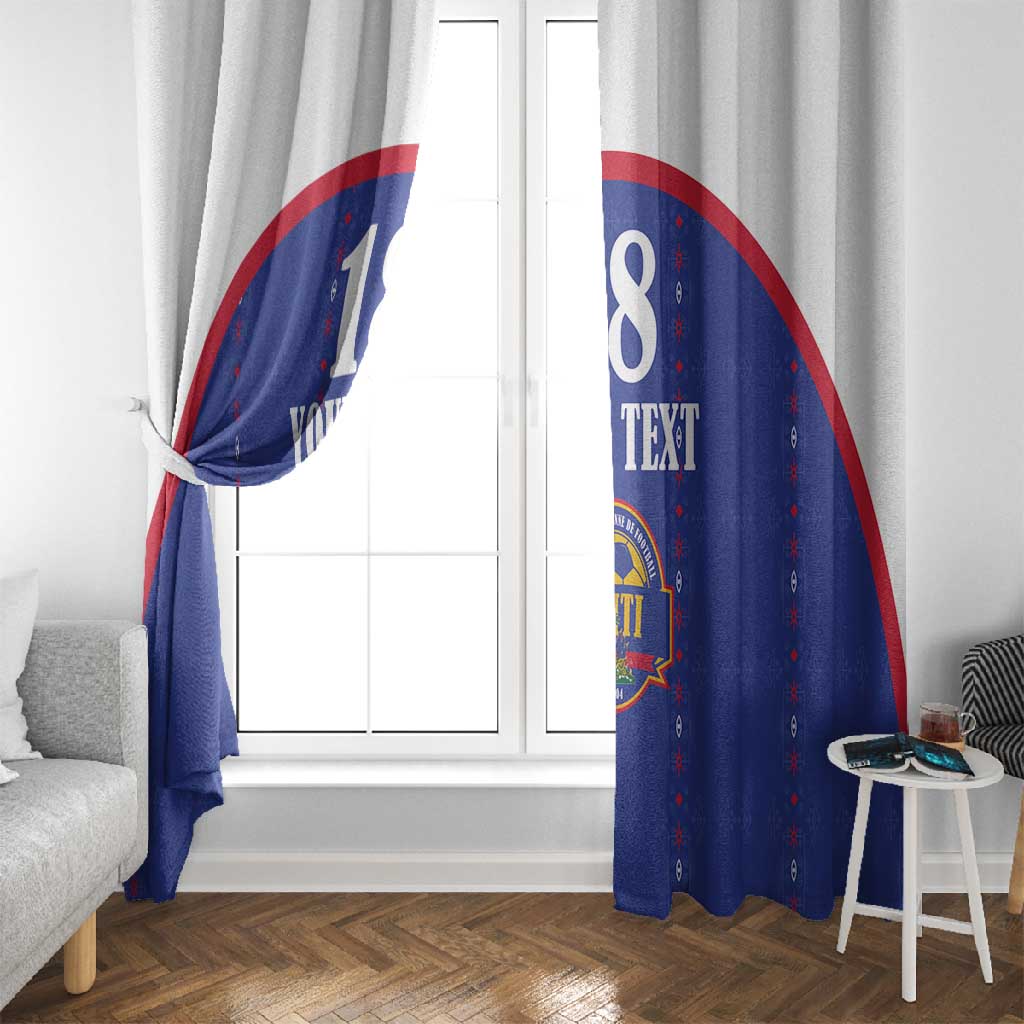 Custom Afro-Haitians Football Pride Window Curtain Les Grenadiers Veve Vodou Blue Version - African Pride