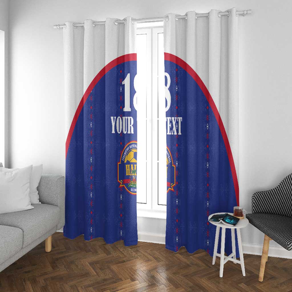 Custom Afro-Haitians Football Pride Window Curtain Les Grenadiers Veve Vodou Blue Version - African Pride