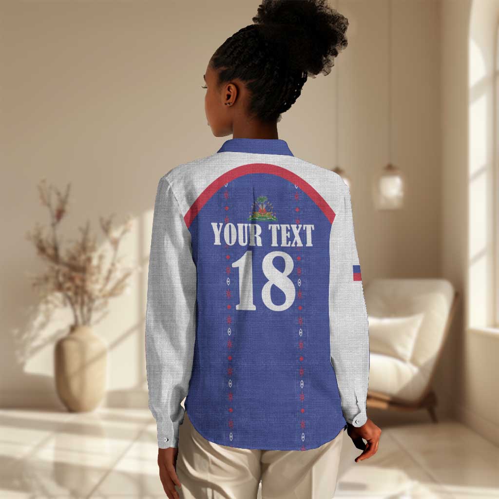 Custom Afro-Haitians Football Pride Women Casual Shirt Les Grenadiers Veve Vodou Blue Version - African Pride