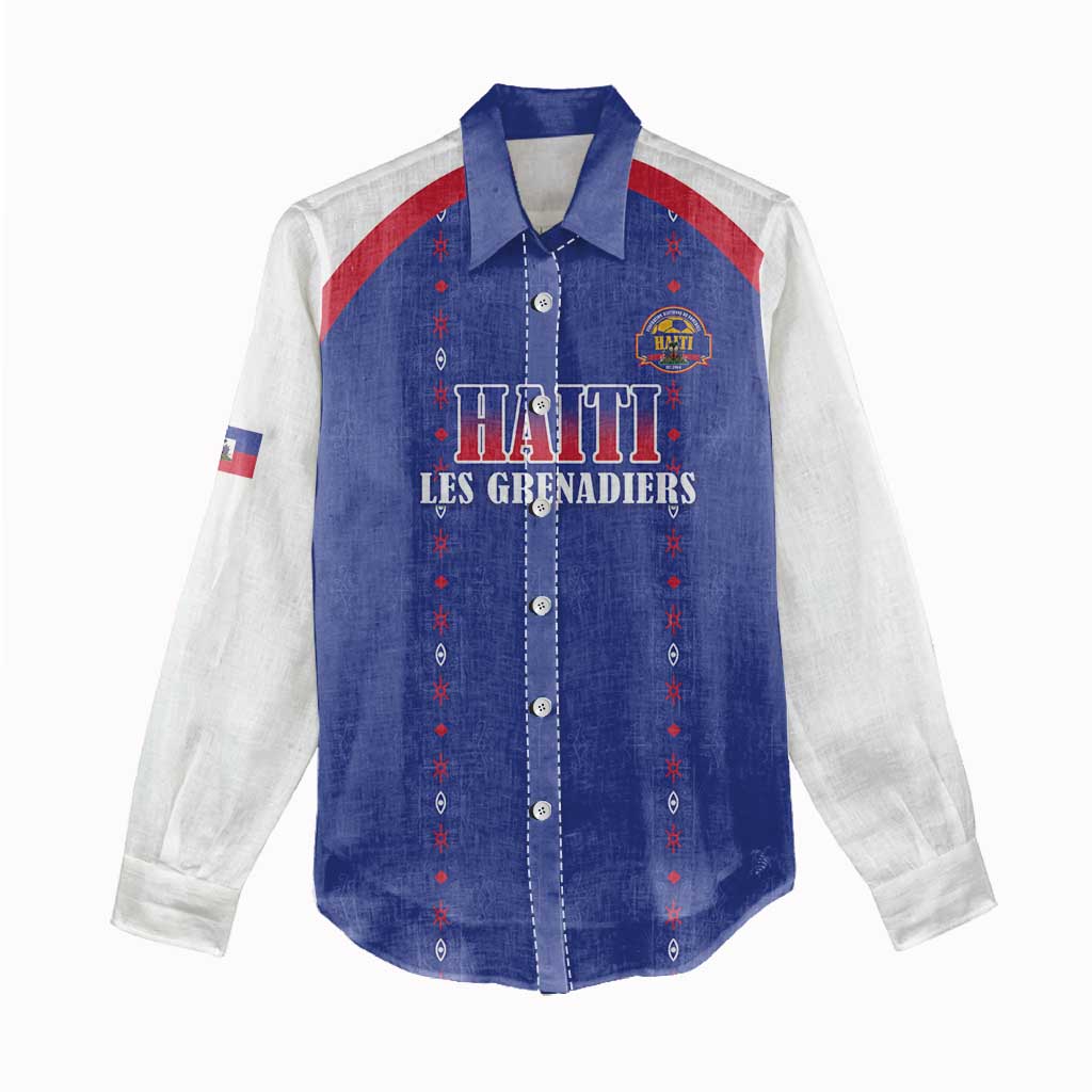 Custom Afro-Haitians Football Pride Women Casual Shirt Les Grenadiers Veve Vodou Blue Version - African Pride