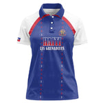 Custom Afro-Haitians Football Pride Women Polo Shirt Les Grenadiers Veve Vodou Blue Version - African Pride