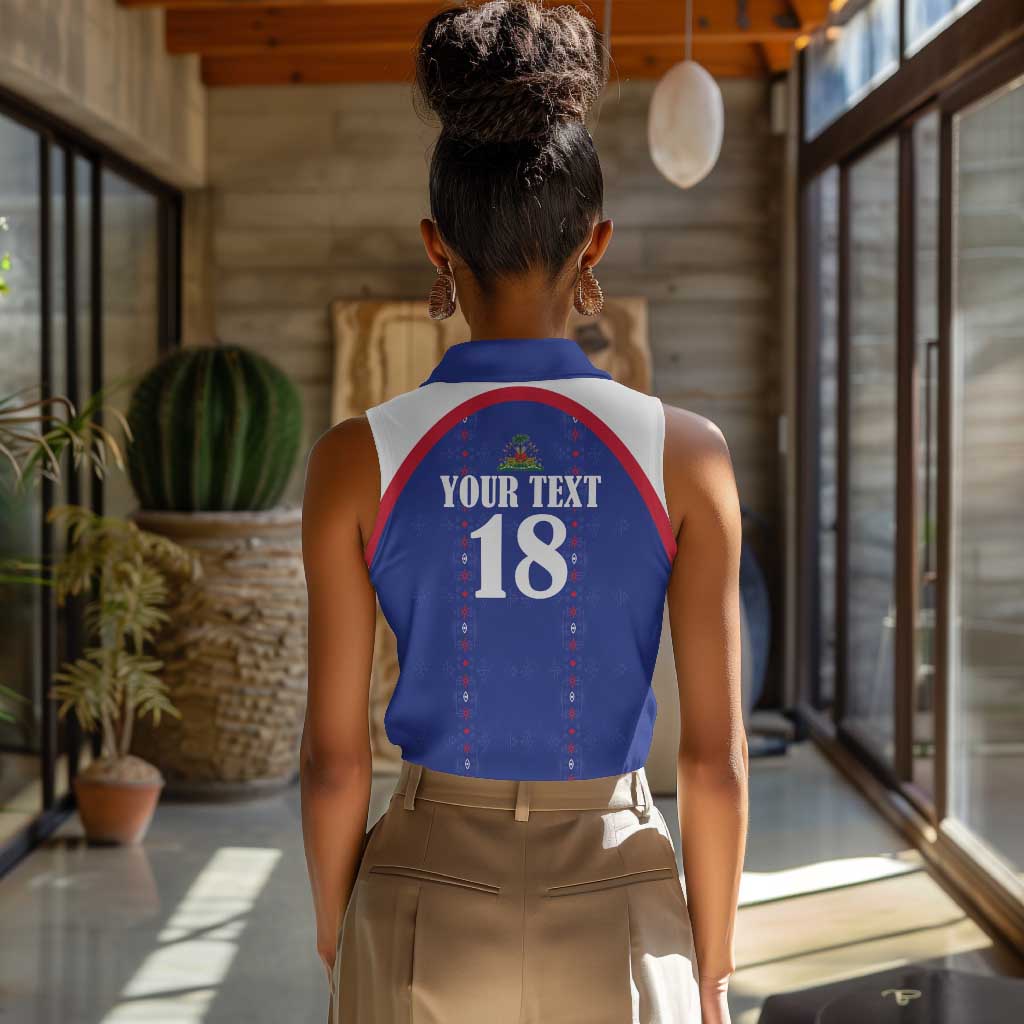 Custom Afro-Haitians Football Pride Women Sleeveless Polo Shirt Les Grenadiers Veve Vodou Blue Version - African Pride