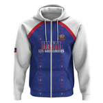Custom Afro-Haitians Football Pride Zip Hoodie Les Grenadiers Veve Vodou Blue Version - African Pride