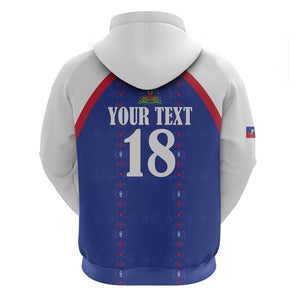 Custom Afro-Haitians Football Pride Zip Hoodie Les Grenadiers Veve Vodou Blue Version - African Pride