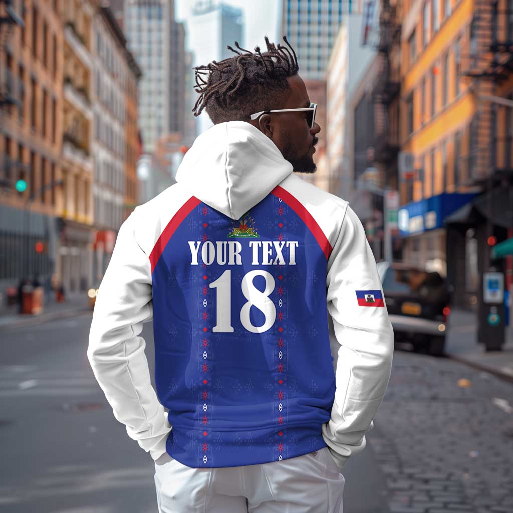 Custom Afro-Haitians Football Pride Zip Hoodie Les Grenadiers Veve Vodou Blue Version - African Pride