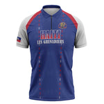 Custom Afro-Haitians Football Pride Zipper Polo Shirt Les Grenadiers Veve Vodou Blue Version