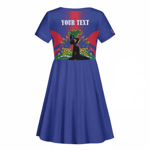 Afro-Haitians Pride Personalized Kid Short Sleeve Dress Neg Marron Haitian Heritage - African Pride