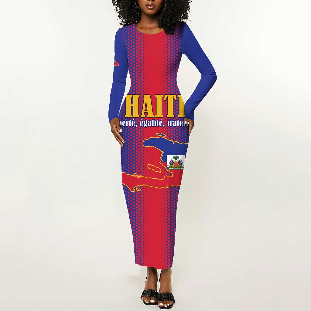 Afro-Haitians Pride Personalized Long Sleeve Bodycon Dress Neg Marron Haitian Heritage - African Pride