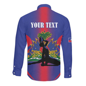 Afro-Haitians Pride Personalized Long Sleeve Button Shirt Neg Marron Haitian Heritage - African Pride