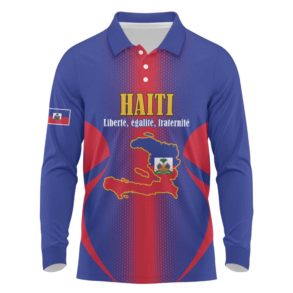 Afro-Haitians Pride Personalized Long Sleeve Polo Shirt Neg Marron Haitian Heritage - African Pride