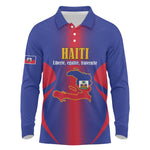 Afro-Haitians Pride Personalized Long Sleeve Polo Shirt Neg Marron Haitian Heritage - African Pride