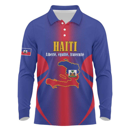 Afro-Haitians Pride Personalized Long Sleeve Polo Shirt Neg Marron Haitian Heritage - African Pride
