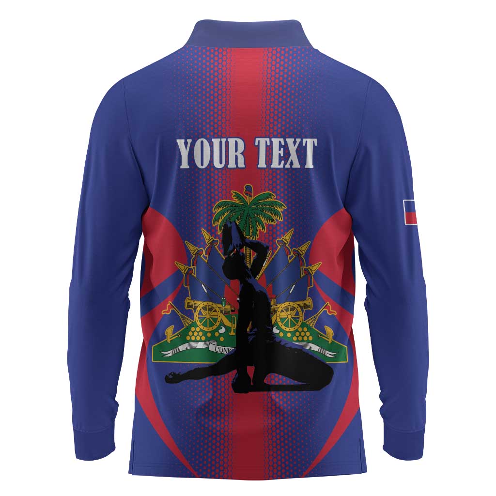 Afro-Haitians Pride Personalized Long Sleeve Polo Shirt Neg Marron Haitian Heritage - African Pride