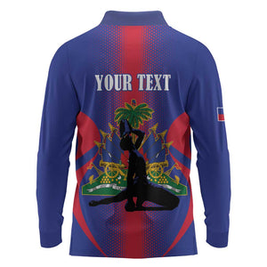 Afro-Haitians Pride Personalized Long Sleeve Polo Shirt Neg Marron Haitian Heritage - African Pride