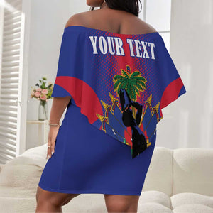 Afro-Haitians Pride Personalized Off Shoulder Short Dress Neg Marron Haitian Heritage - African Pride