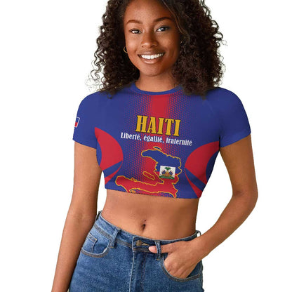 Afro-Haitians Pride Personalized Raglan Cropped T shirt Neg Marron Haitian Heritage - African Pride