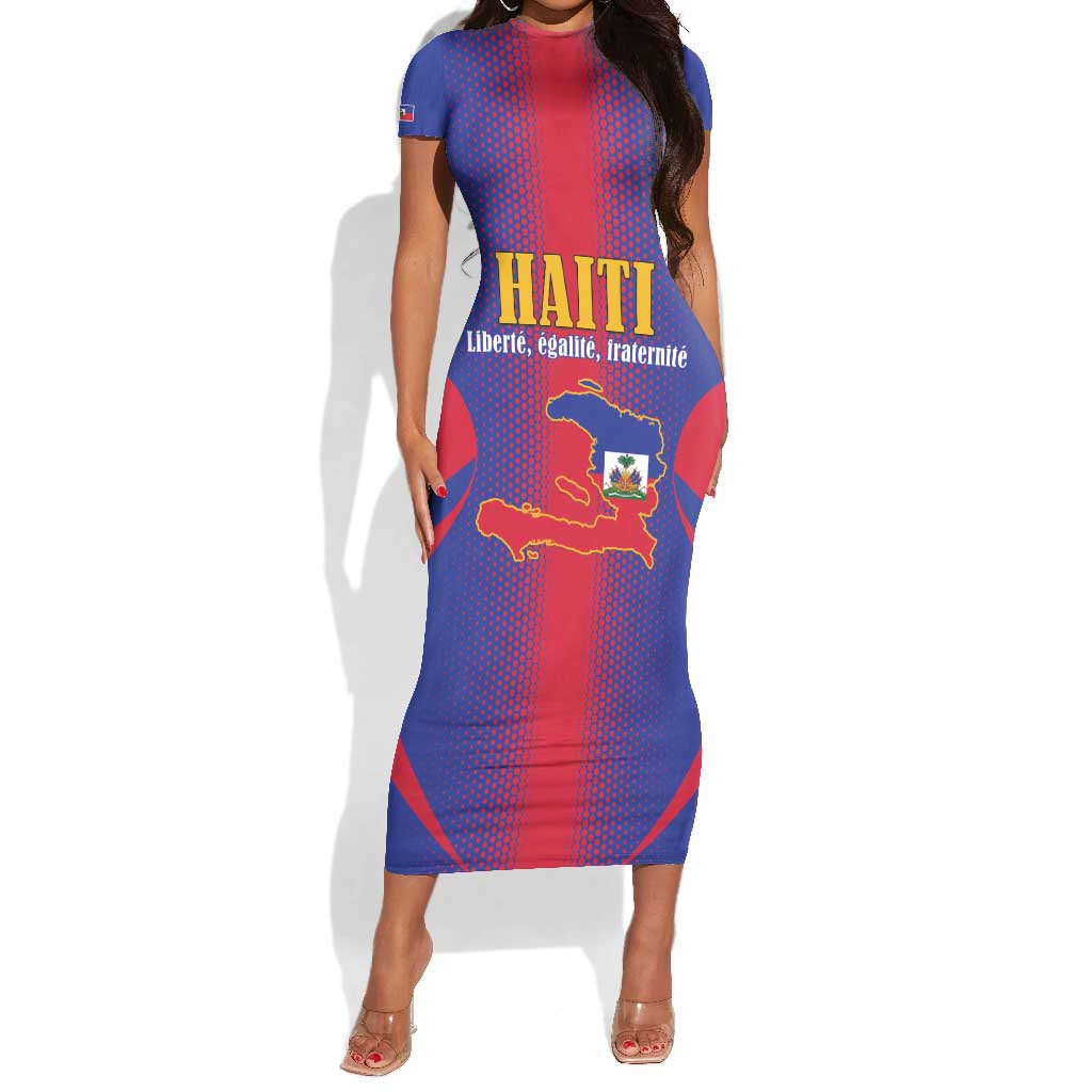 Afro-Haitians Pride Personalized Short Sleeve Bodycon Dress Neg Marron Haitian Heritage - African Pride