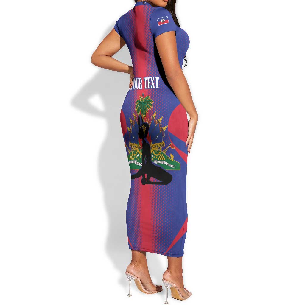 Afro-Haitians Pride Personalized Short Sleeve Bodycon Dress Neg Marron Haitian Heritage LT18