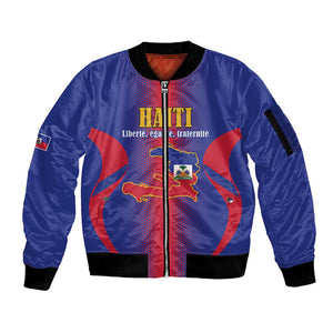 Afro-Haitians Pride Personalized Sleeve Zip Bomber Jacket Neg Marron Haitian Heritage - African Pride