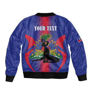 Afro-Haitians Pride Personalized Sleeve Zip Bomber Jacket Neg Marron Haitian Heritage - African Pride