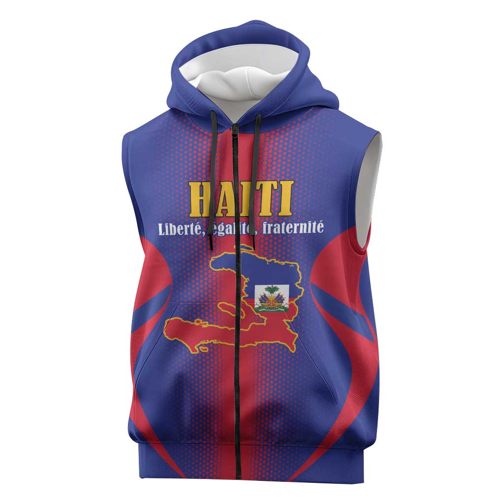 Afro-Haitians Pride Personalized Sleeveless Zip Hoodie Neg Marron Haitian Heritage - African Pride