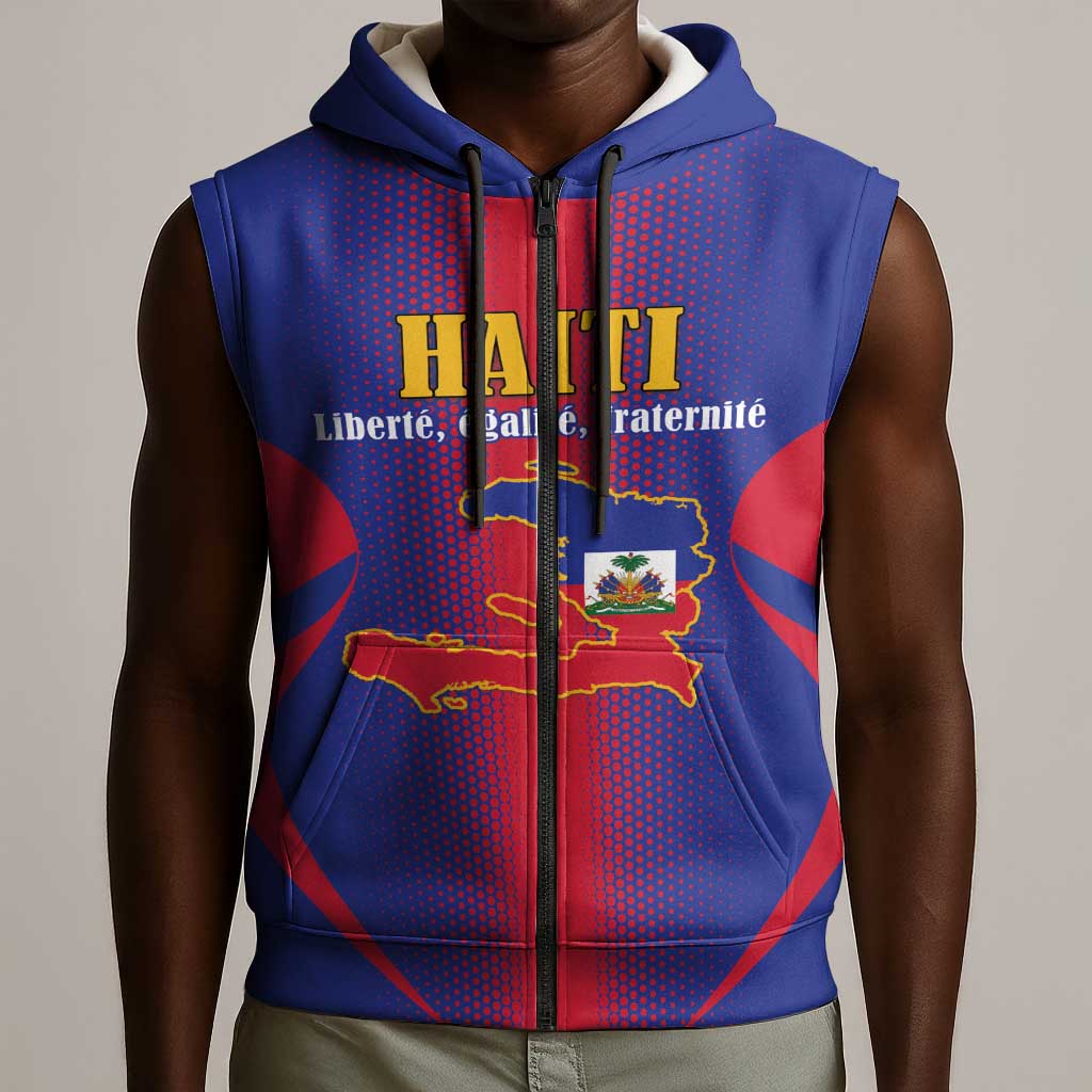Afro-Haitians Pride Personalized Sleeveless Zip Hoodie Neg Marron Haitian Heritage - African Pride