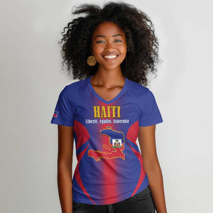 Afro-Haitians Pride Personalized Women V-Neck T-Shirt Neg Marron Haitian Heritage - African Pride