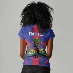 Afro-Haitians Pride Personalized Women V-Neck T-Shirt Neg Marron Haitian Heritage - African Pride