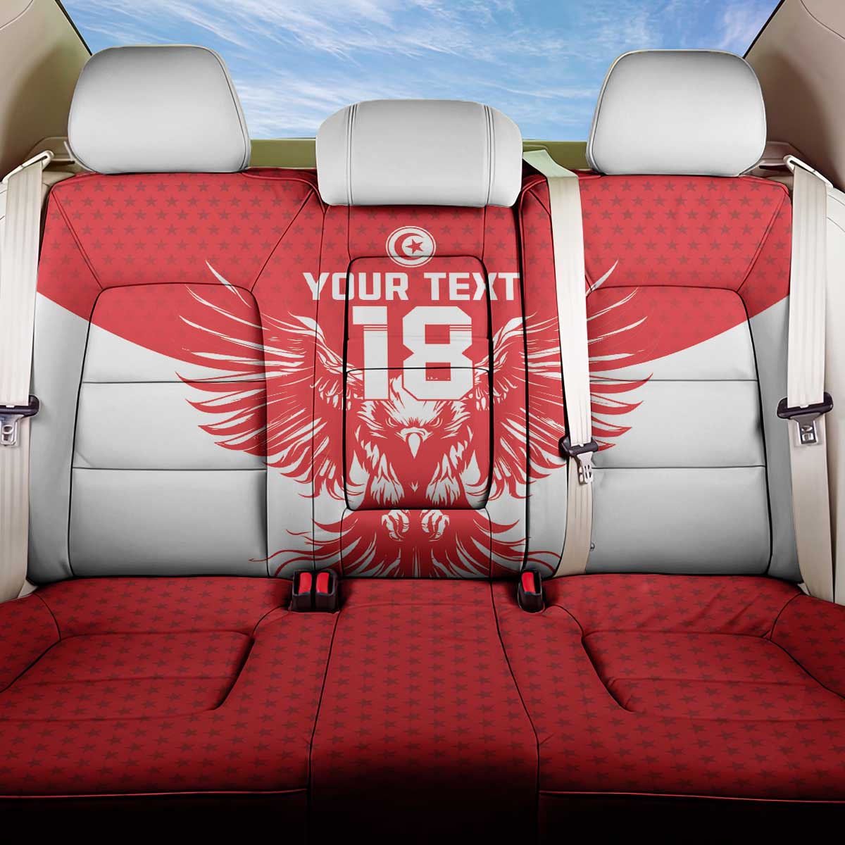 Custom Tunisia Football Back Car Seat Cover Eagles of Carthage Spirit - African Pride